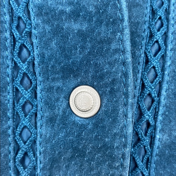 Vintage Y2K AMI Blue Suede Leather Jacket Coat with Silver Buttons - Picture 5 of 8